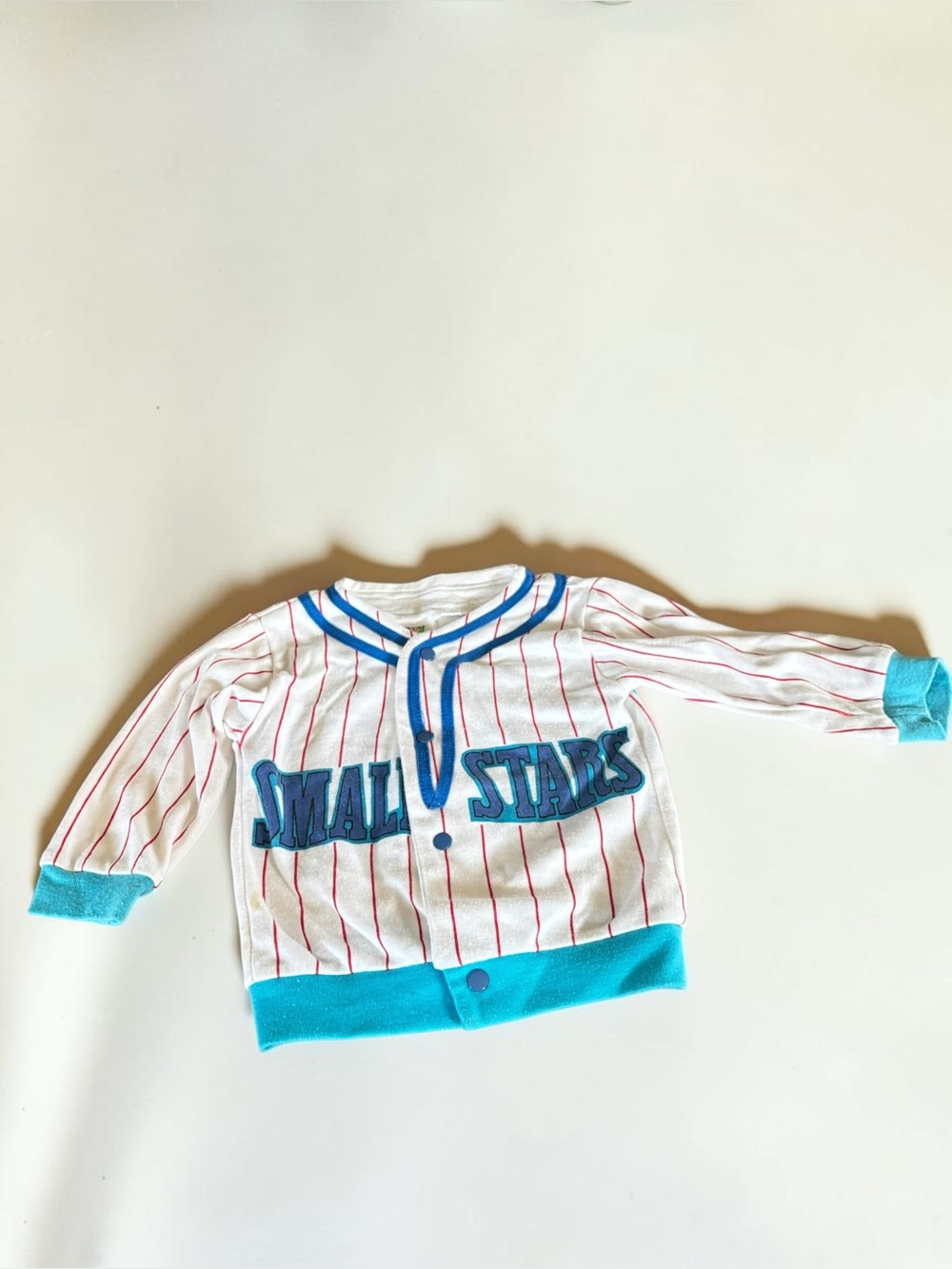 Vintage Baby Pop Small Stars Baseball Jersey 12M Pinstripe Snap Shirt